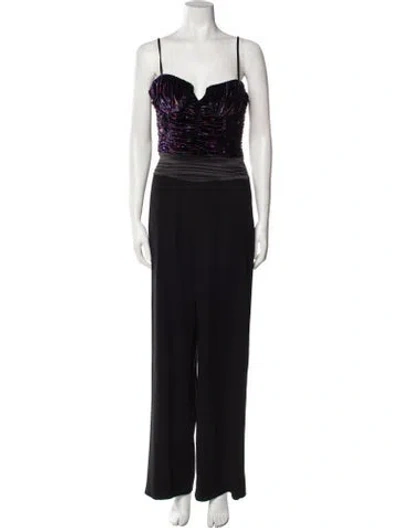 Pre-owned Ramy Brook Printed Square Neckline Jumpsuit In Black