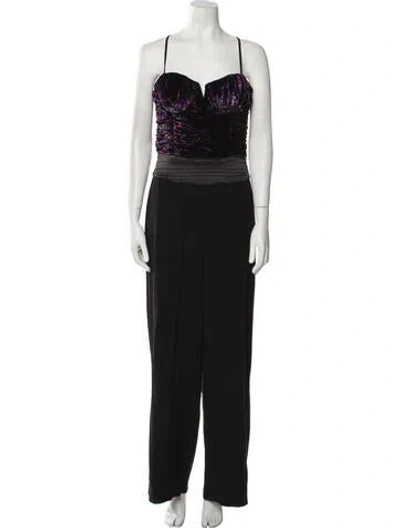 Pre-owned Ramy Brook Printed Square Neckline Jumpsuit In Black