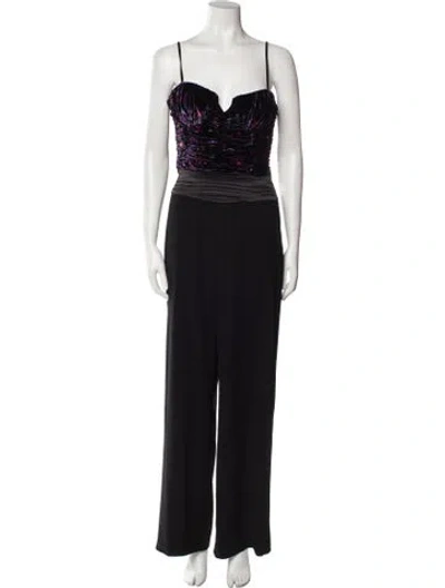 Pre-owned Ramy Brook Printed Square Neckline Jumpsuit In Black