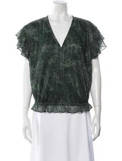 Pre-owned Ramy Brook Printed V-neck Blouse