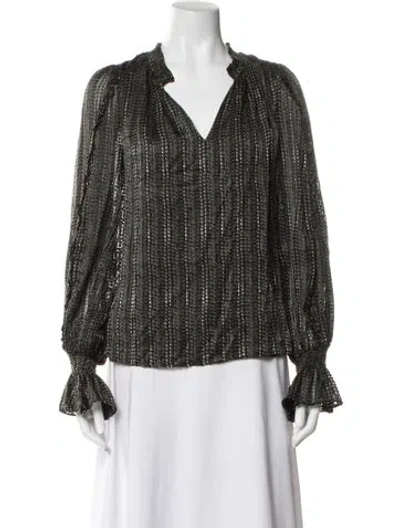 Pre-owned Ramy Brook Printed V-neck Blouse In Multi