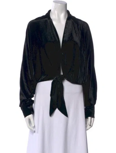 Pre-owned Ramy Brook Printed V-neck Blouse W/ Tags In Black