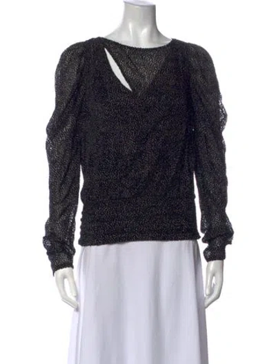 Pre-owned Ramy Brook Printed V-neck Blouse W/ Tags In Black