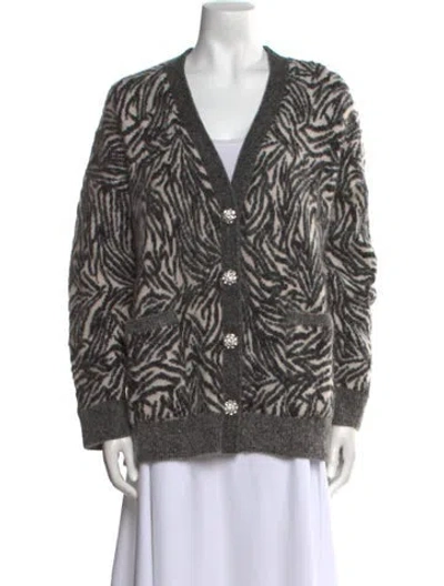 Pre-owned Ramy Brook Printed V-neck Sweater W/ Tags In Black