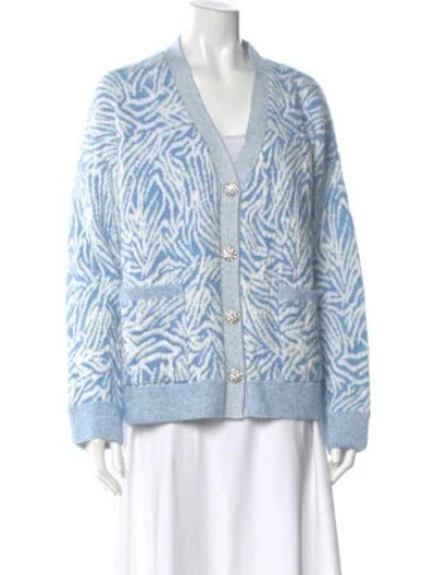 Pre-owned Ramy Brook Printed V-neck Sweater W/ Tags In Blue