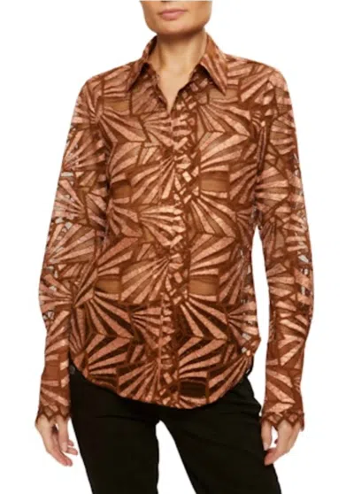 Ramy Brook Priscilla Button Down Shirt In Bronze Lace