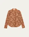 Ramy Brook Priscilla Lace Button-front Shirt In Bronze Lace