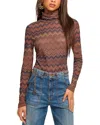 Ramy Brook Prudence Metallic Chevron Turtleneck Top In Brown