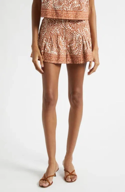 Ramy Brook Quinn Abstract Print Cotton Short In Brown