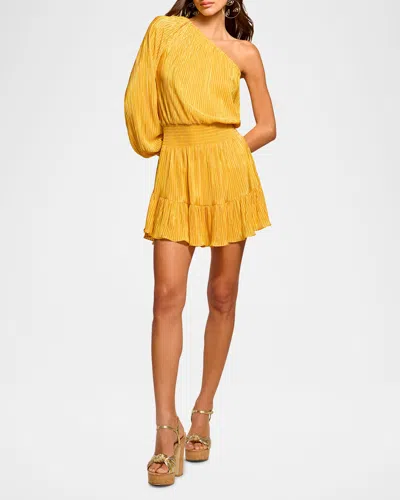 Ramy Brook Raashi One-shoulder Micropleat Minidress In Daisy Pleats