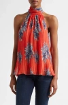Ramy Brook Racquel Print Tie Back Sleeveless Top In Bright Lily Floral