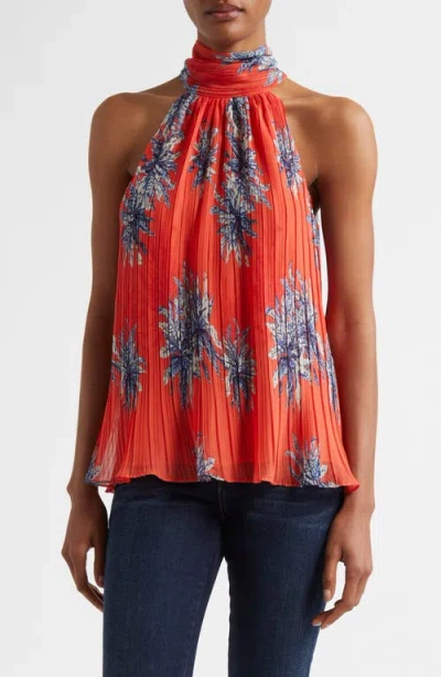 Ramy Brook Racquel Print Tie Back Sleeveless Top In Bright Lily Floral