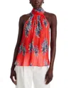 Ramy Brook Racquel Print Tie Back Sleeveless Top In Bright Lily Floral