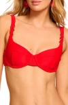Ramy Brook Rafaelle Underwire Chain Strap Bikini Top In Orange