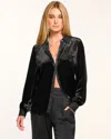 Ramy Brook Ramona Velvet Button Down Top In Black