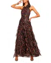 Ramy Brook Idella Ruffle Fil Coupe Halter Gown In Multi