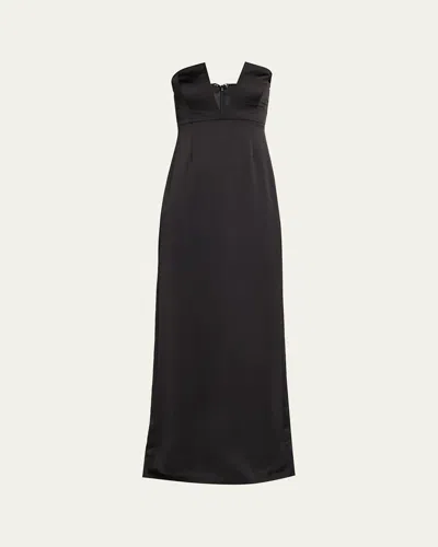 Ramy Brook Raquel Strapless Plunging Column Gown In Black