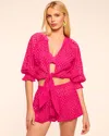 Ramy Brook Rashida Cutout Eyelet Coverup Top In Perfect Pink