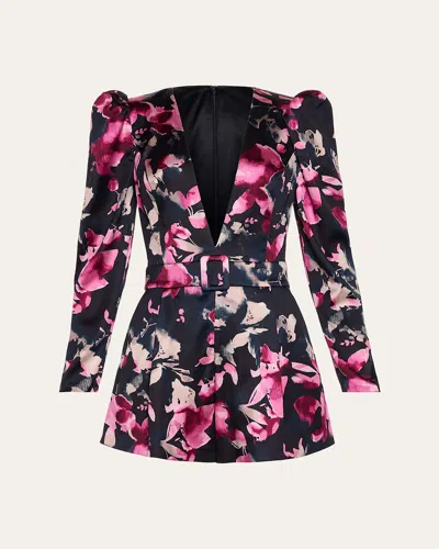 Ramy Brook Ravenna Floral Plunging Long-sleeve Romper
