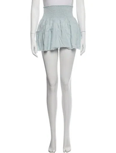 Pre-owned Ramy Brook Raw-edge Trim Mini Skirt In Blue