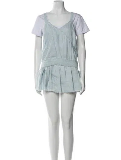 Pre-owned Ramy Brook Raw-edge Trim Skirt Set In Blue