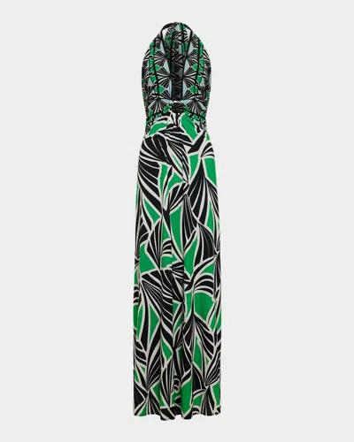Ramy Brook Rayna Halter Plunge Maxi Dress In Green