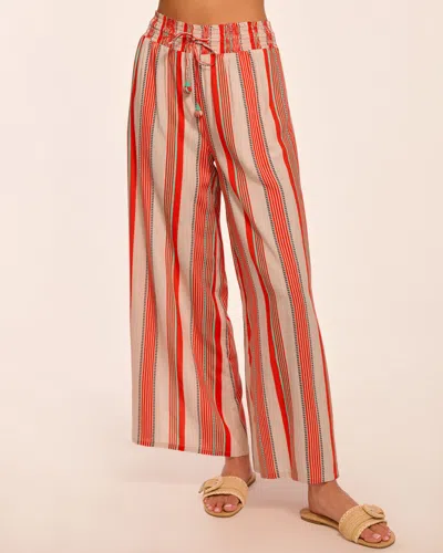 Ramy Brook Reba Smocked Coverup Pant In Red