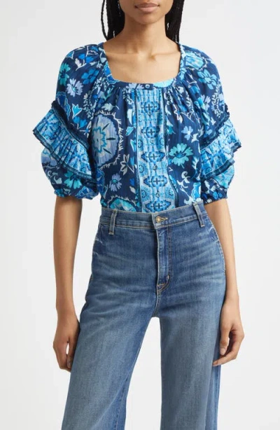 RAMY BROOK RAMY BROOK REBECA MIXED PRINT COTTON BLEND TOP