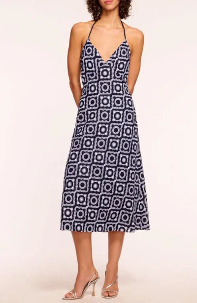 Ramy Brook Rebecca Halter Midi Dress In Spring Navy Crochet