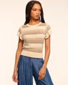 Ramy Brook Rebecca Plaid Knit Flutter Sleeve Top In Brown