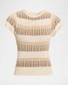Ramy Brook Rebecca Striped Flutter-sleeve Knit Top In Neutral