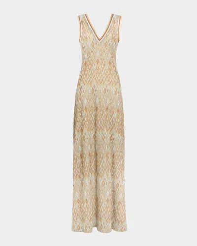 Ramy Brook Reese Diamond Knit Maxi Dress In Brown