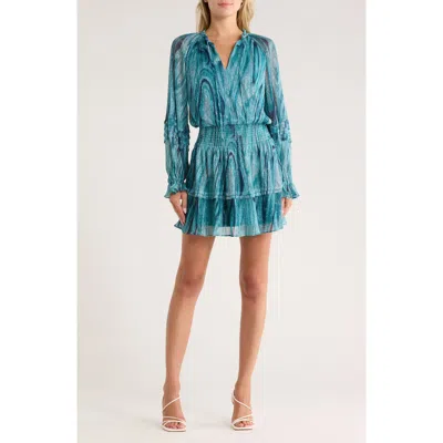 Ramy Brook Reneta Long Sleeve Minidress In Blue