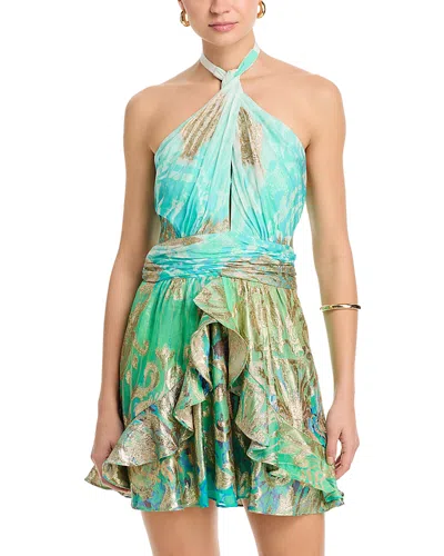 Ramy Brook Reuben Metallic Jacquard Halter Mini Dress In Multi