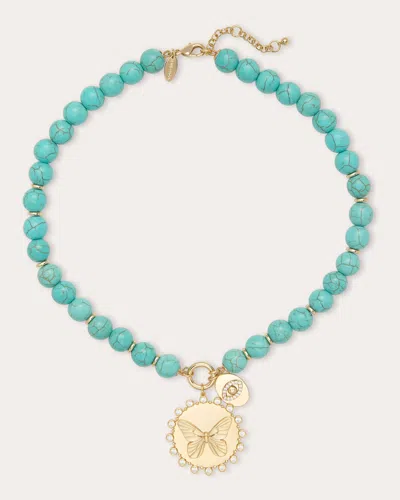 Ramy Brook Reva Butterfly Charm Beaded Necklace In Blue