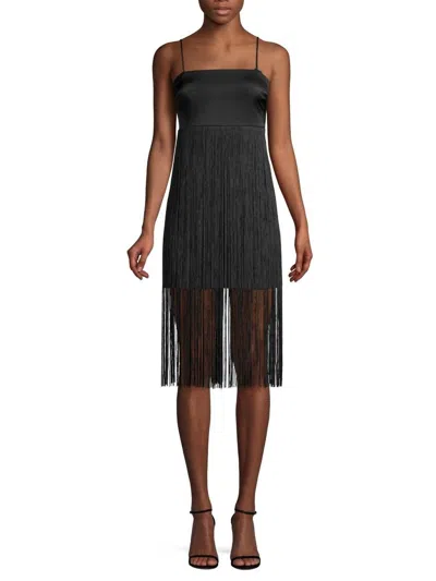 Ramy Brook Rikki Fringe Trim Mini Cocktail Dress In Black