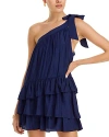 Ramy Brook Riley Asymmetrical Mini Dress In Blue