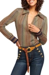 RAMY BROOK RAMY BROOK RIVER METALLIC MIXED STRIPE LONG SLEEVE TOP