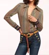 Ramy Brook River Metallic Mixed Stripe Long Sleeve Top In Multi