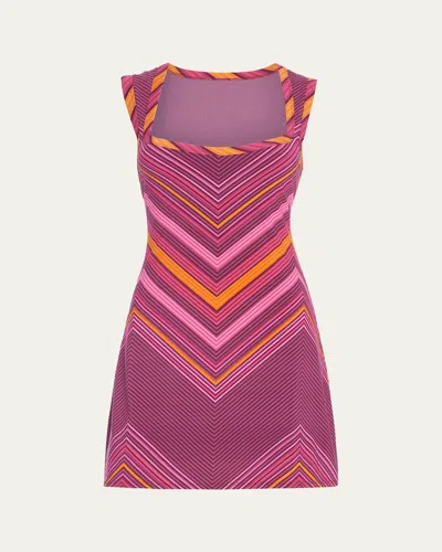 Ramy Brook Roberta Chevron Mini Dress In Pink Petunia Chevron