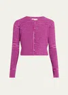 Ramy Brook Angeline Ribbed Cropped Cardigan Sweater In Spring Navy Lurex