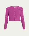 Ramy Brook Roberta Ribbed Cardigan In Spring Navy Lurex Chevron