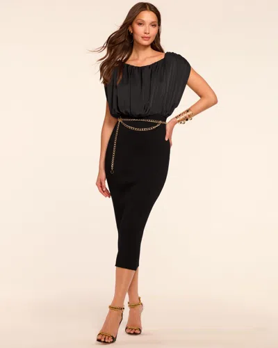 Ramy Brook Rochelle Combo Knit Midi Dress In Black