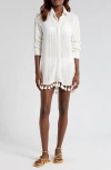 Ramy Brook Roman Tassel-trim Tunic In White Stripe