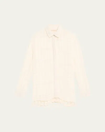 Ramy Brook Roman Tassel-trim Tunic In White Stripe
