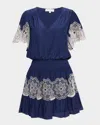 Shop Ramy Brook Romi Embellished Smocked Mini Dress In Spring Navy