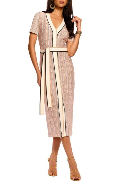 Ramy Brook Ronda Sequin Knit Midi Dress In Sequin Stripe In Brown
