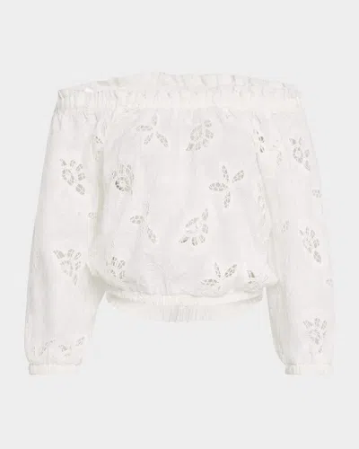 Ramy Brook Rosalia Embroidered Off-shoulder Blouse In White