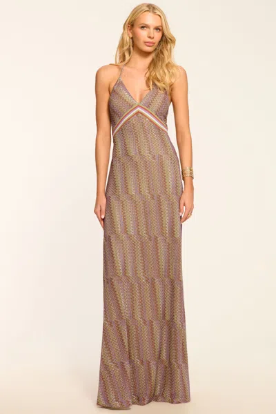 Ramy Brook Rosalind Lurex Knit Maxi Dress In Brown