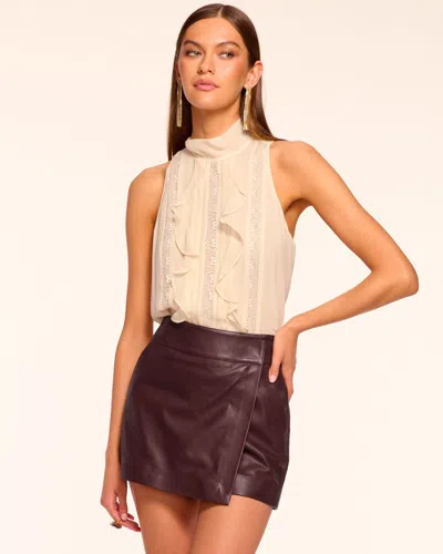 Ramy Brook Rose Leather Mini Skort In Brown